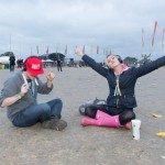 Two people enjoy the silent disco at 5am Monday morning