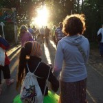 Shona and her mum walk along the old railway line