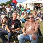 Graham & Paul enjoying the sunshine (yes sunshine!) at the Pyramid