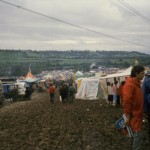 View down the hill towards the pyramid stage