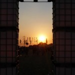 Sunset through cubehenge