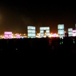 The moon over cubehenge Fri 2010(the Orb)