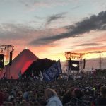 Sunset over the pyramid stage waiting for Ed Sheeran 