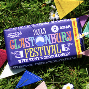 Glastonbury tickets in special chocolate bars in Oxfam shops